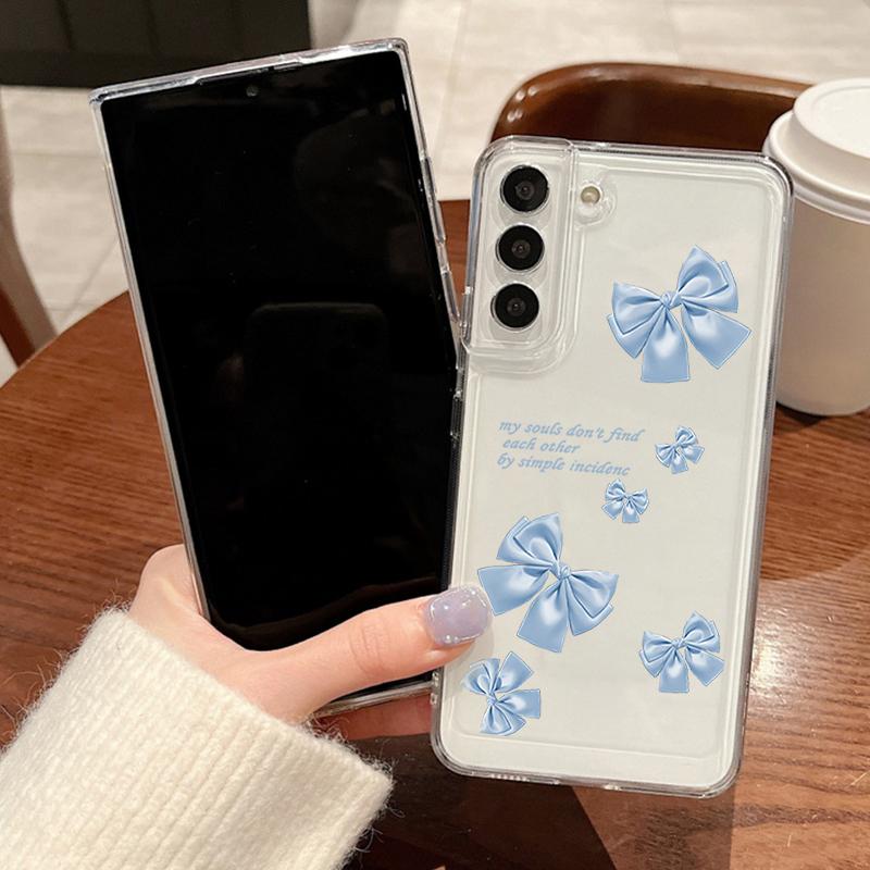 Bowknot Print Transparent Soft Silicone Phone Case For Samsung S25 Ultra S24 FE S23 A16 A36 A56 A55 A15 A25 Clear Shockproof Lens Protection Cover