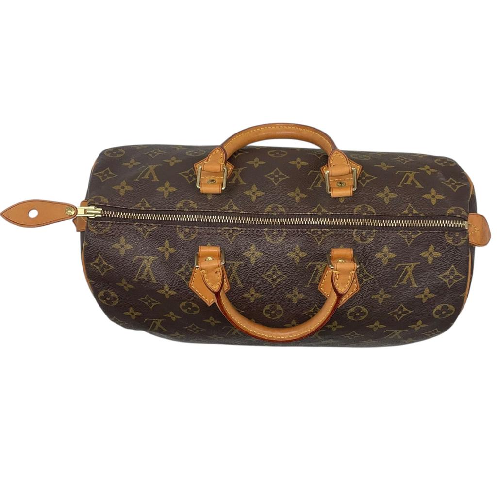 Подержанная сумка Louis Vuitton Monogram Speedy 35 M41524 Бостонская сумка Канва Коричневый Аутентичная 1213