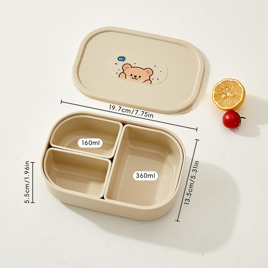 3 Compartment Plastic Bento Lunch Box Kids Students Microwave Safe Removable Portable Sealed Lunch Container For School Picnic