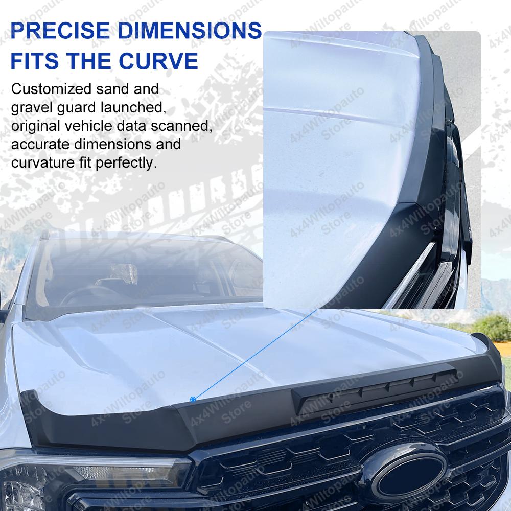 Защита капота Дефлектор от насекомых Капот Для Ford Ranger T9 2025 2025 XLT XLS XL Raptor Wildtrak Дефлектор от насекомых Аксессуары для экстерьера автомобиля