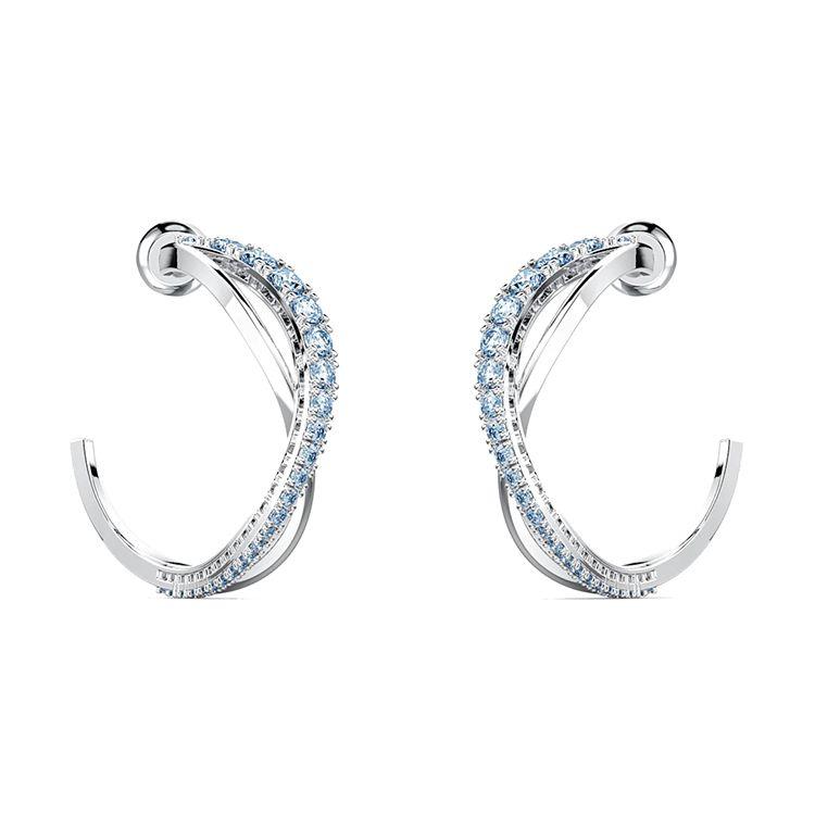 Swarovski Серьги-гвоздики с родиевым покрытием, витые, женские, синие 5582807