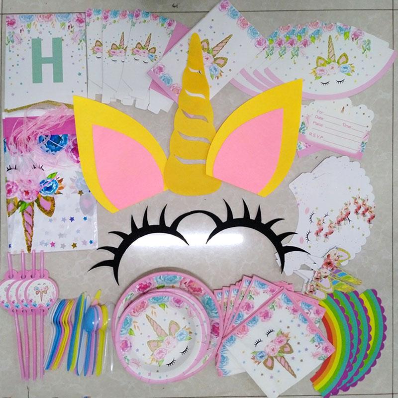 WEIGAO Единорог Аксессуары для вечеринки Радужные шары-единороги Латексные шары для девочек Декор для дня рождения Повязка на голову в виде единорога Украшения для торта