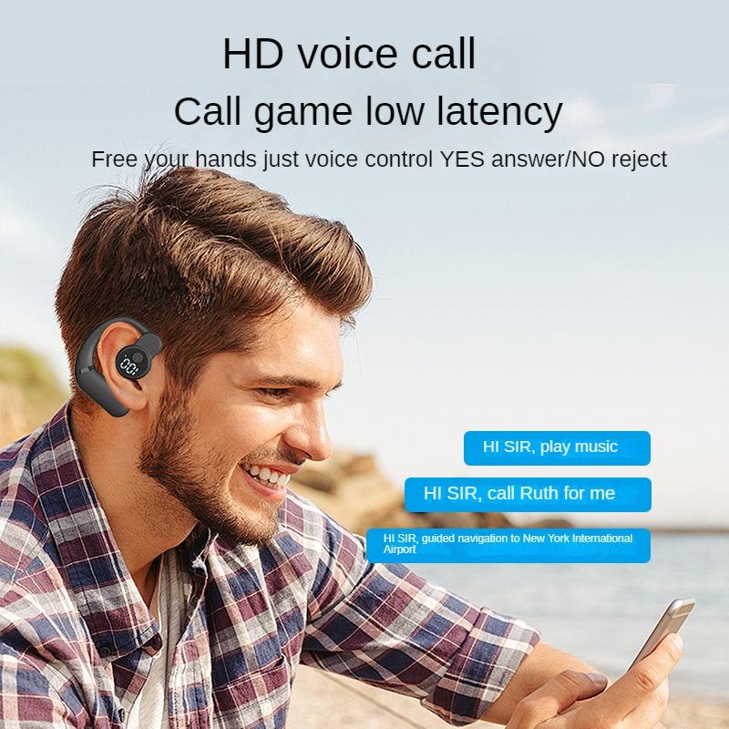 Беспроводные наушники Bluetooth 5.4 с заушным креплением, гарнитура с поворотом на 180°, стереонаушники HiFi с шумоподавлением, спортивные водонепроницаемые вкладыши