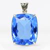 Blue Topaz CERTIFIED 87.6 Ct 925 Sterling Silver Cushion Cut Rare Gems Pendant AI-50-NS