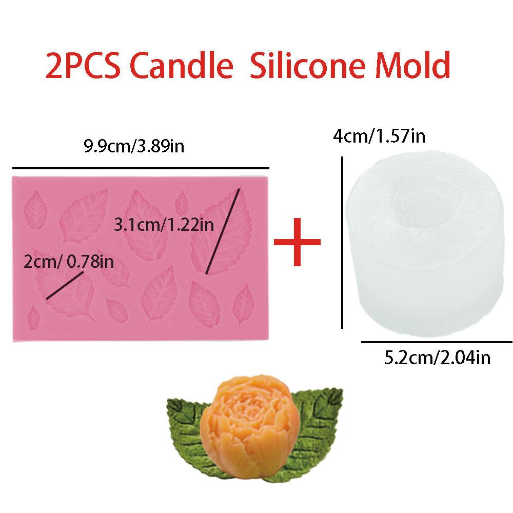 Силиконовая форма для свечей в виде бутонов пиона, инструмент для изготовления свечей с ароматом розы, листья, смола, формы для поделок ручной работы, свадебный декор, подарки своими руками