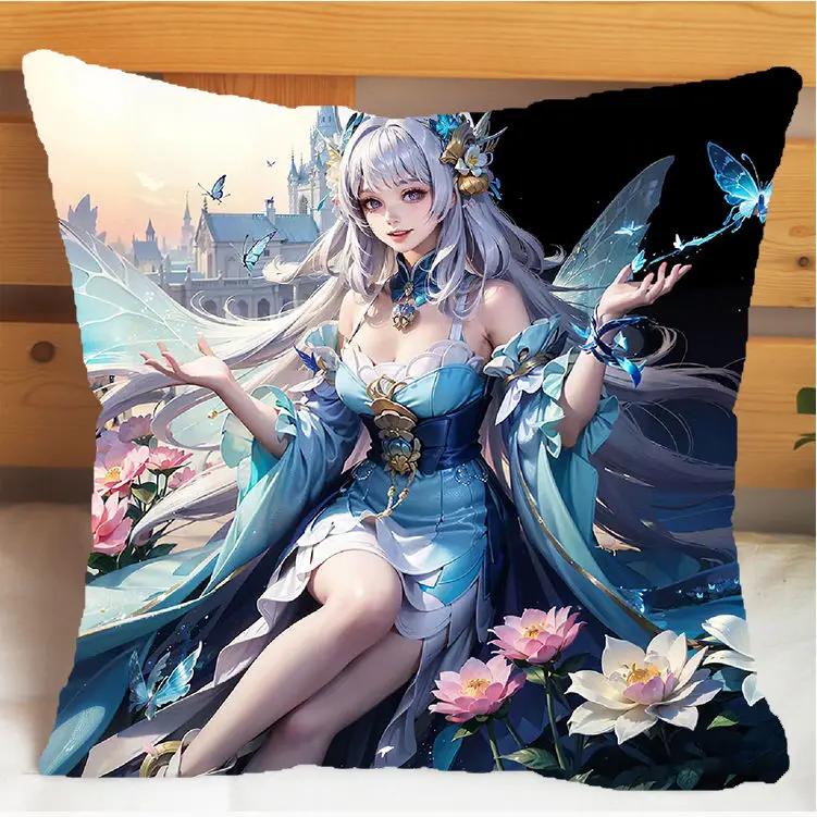 Arena of Valor Honor of Kings Xi Shi Подушка и наволочка Чехол для подушки-подушки Двусторонняя печать Плюшевые декоративные подушки 40x40см