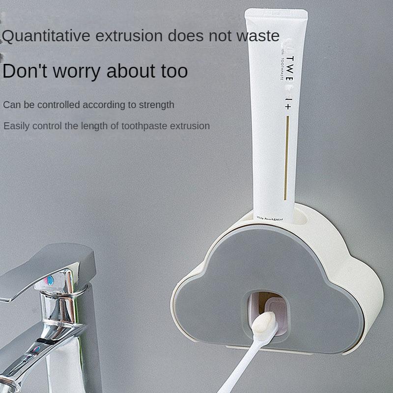 Cloud Toothpaste Squeezer Hand Free Toothpaste Dispenser with Toothbrush Holder Wall Mounted Toothpaste Dispenser for Kids Gifts