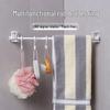 Rotatable Telescopic Rod & Towel Holder with Adhesive Hooks