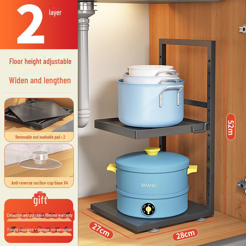 Многоуровневая стойка для хранения кастрюль на кухне, под раковиной и на столешнице