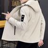 Large Size Men's Autumn Fashion Casual Solid Color Hooded Jacket