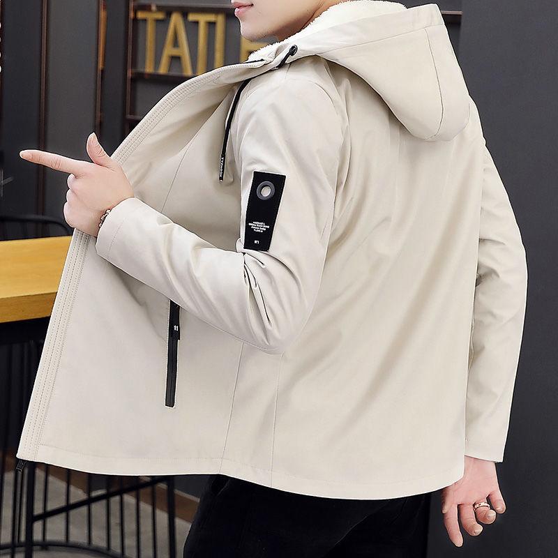 Large Size Men's Autumn Fashion Casual Solid Color Hooded Jacket