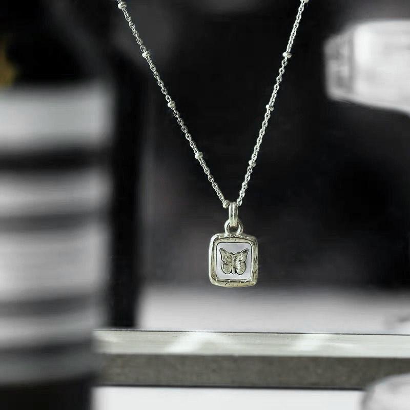 Уникальный кулон в виде ракушки-бабочки, ошейник из нержавеющей стали, золотой квадрат, модное ожерелье для женщин, стильный подарок в виде ювелирного изделия