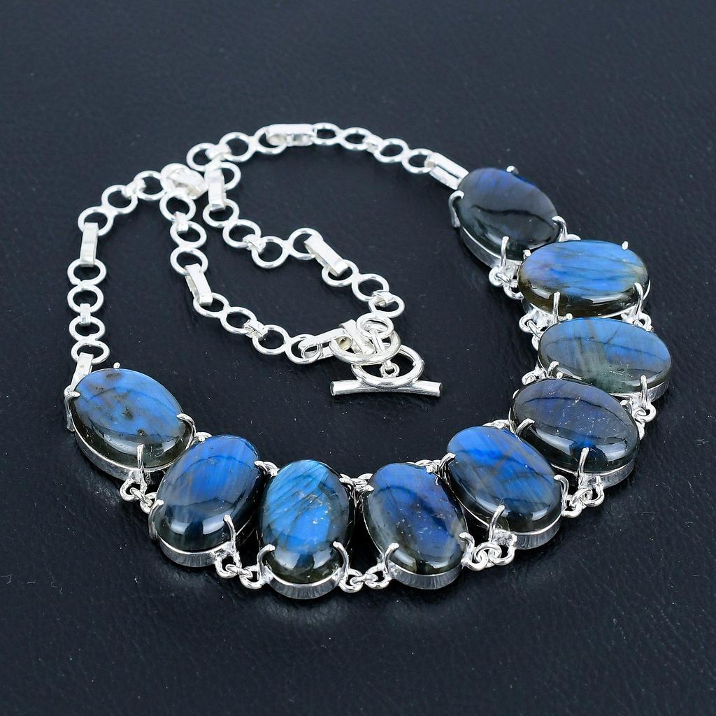 Ожерелье из серебра 925 пробы с натуральным лабрадоритом, ручная работа, ожерелье из лабрадорита для жены, ожерелье унисекс на годовщину