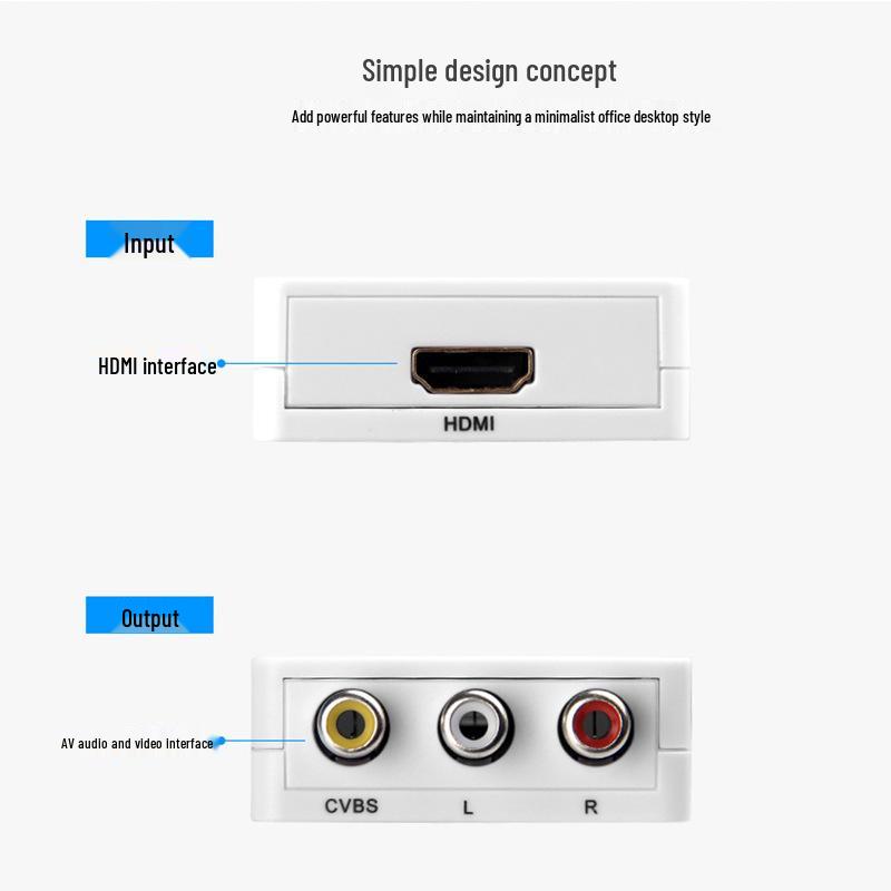 Мини HDMI к AV Конвертер со Звуком и Блоком Питания - Кабель-адаптер 3RCA