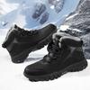 High Top Men Boots Plush Warm Ankle Boots Men Lace Up Snow Boots Winter Leather Luxury Hunting Sneakers Outdoor Hiking Shoe