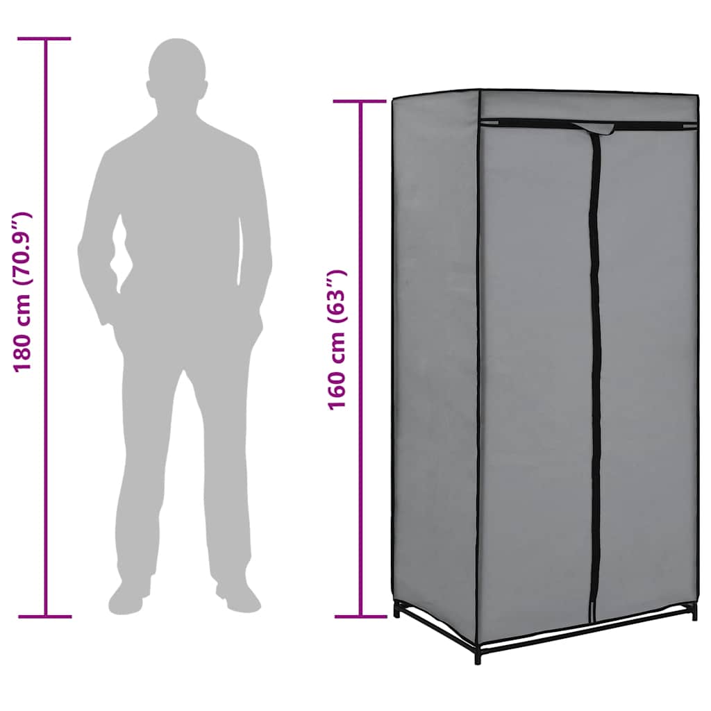 Wardrobes 2 pcs Gray 75*50*160 cm