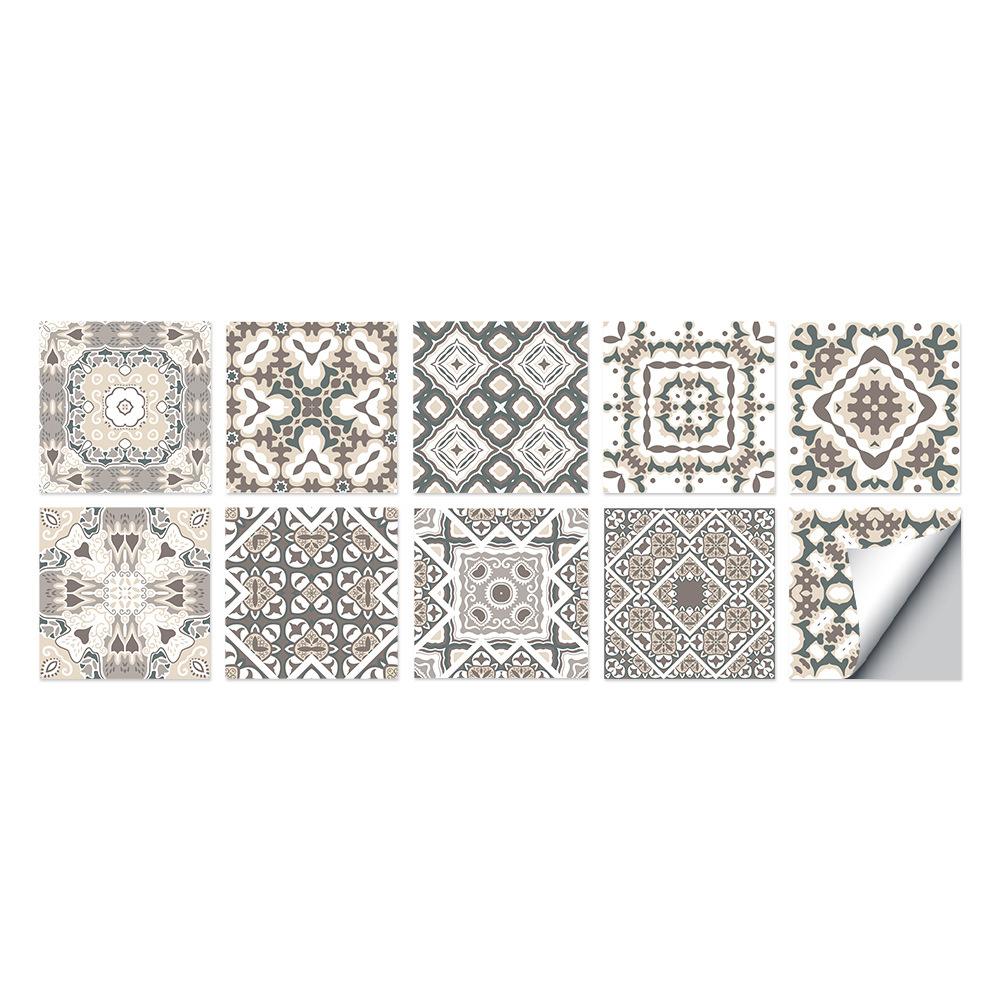 10 Pieces European Style Tile Wall Sticker Self-Adhesive Living Room Bathroom Renovation Wallpaper Pvc Crystal Film Tile Sticker