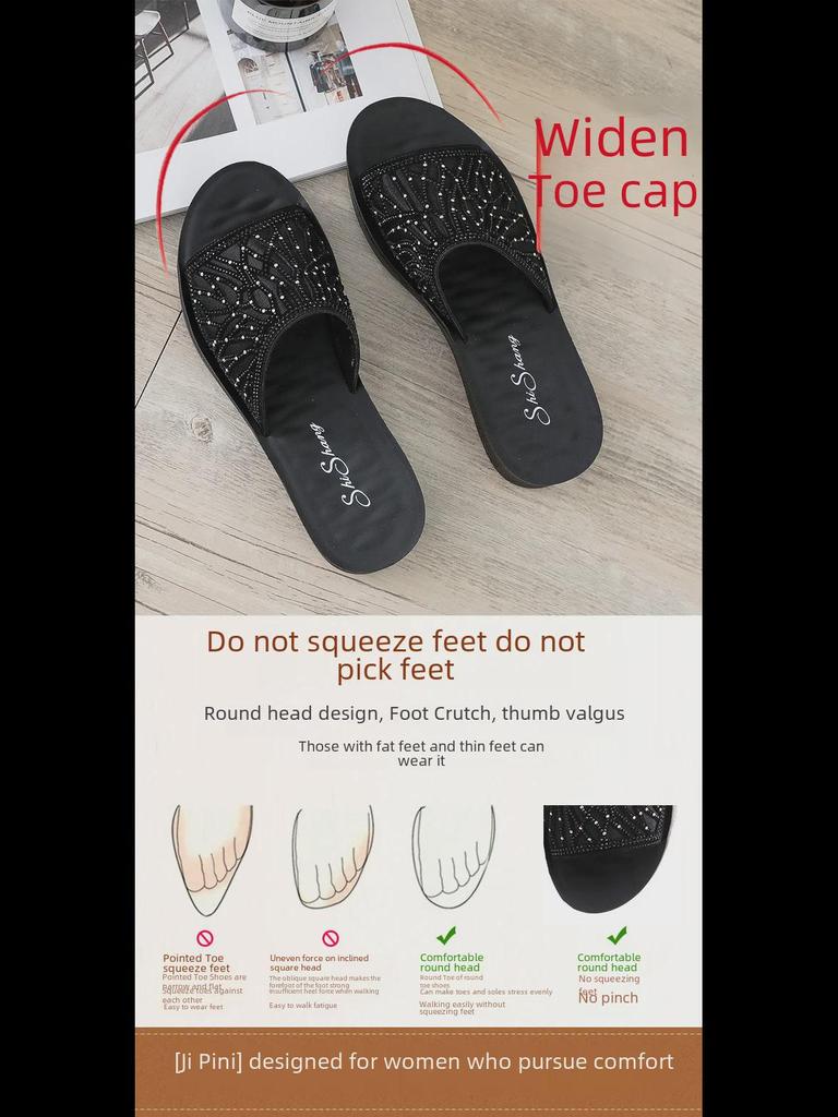 Летние тапочки 2025 года с мягкой нескользящей подошвой для женщин среднего и пожилого возраста