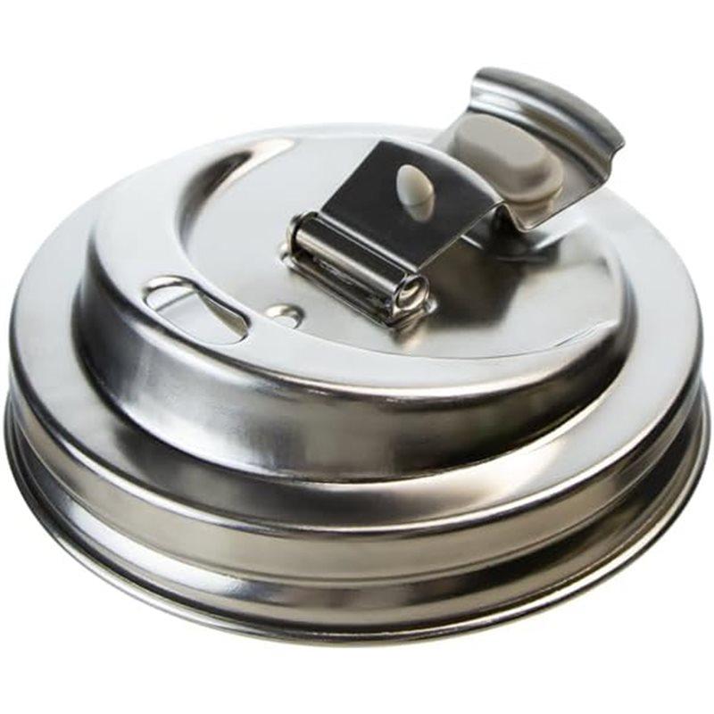 Fresh Stainless Steel 2PCS Mason Jar Drinking Lids, Wide Mouth Sip Lid, Anti-Cracking Leak-Proof Seal Flip Cap