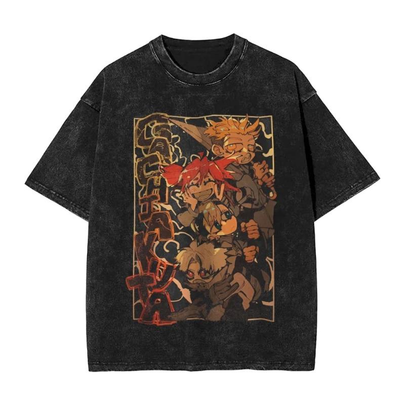 Gachiakuta Washed TShirt Unisexs Oversized YK Short Sleeve Casual Cotton TShirt Beach ONeck Loose Unisex Feamle Clothing Top Tee