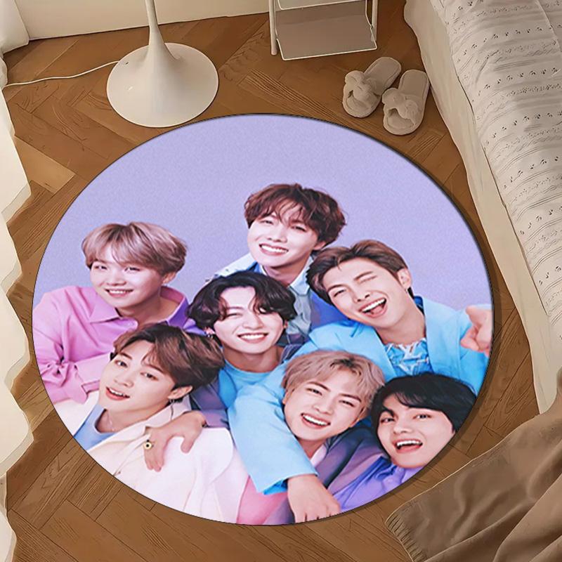 K-pop music group Round Rug for Livingroom,Bedroom, Palyroom, Chair Rug, Area rug, Circle Carpet, Large Size Fan Christmas gift