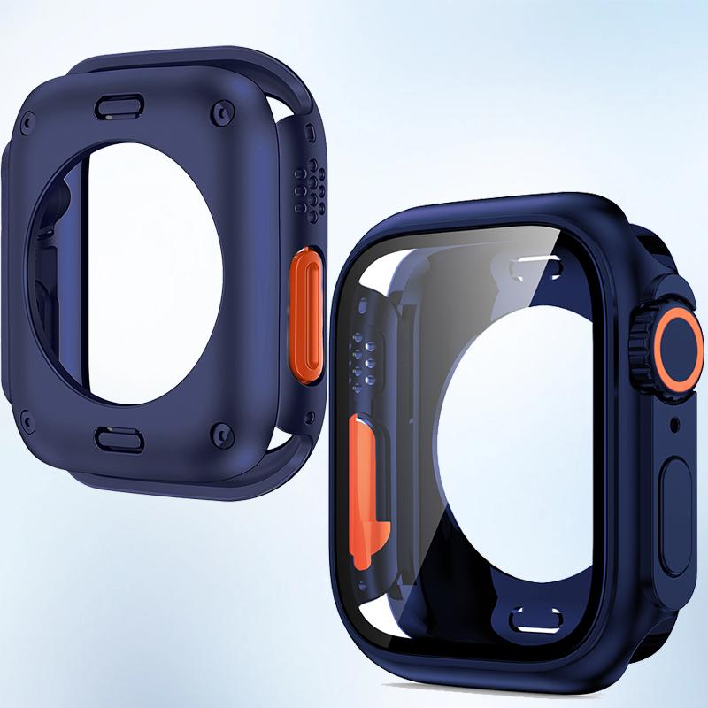 Защитная крышка-экран для Apple Watch 44мм 45мм 46мм 42мм Жесткий ПК Передний Задний Бампер Чехол для Iwatch 10 9 8 7 6 Сменить на Ultra
