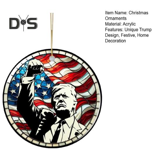 Рождественские украшения Трампа. Подвесное украшение на рождественскую елку в стиле Трампа. 2D акриловая подвеска для праздничного домашнего декора.