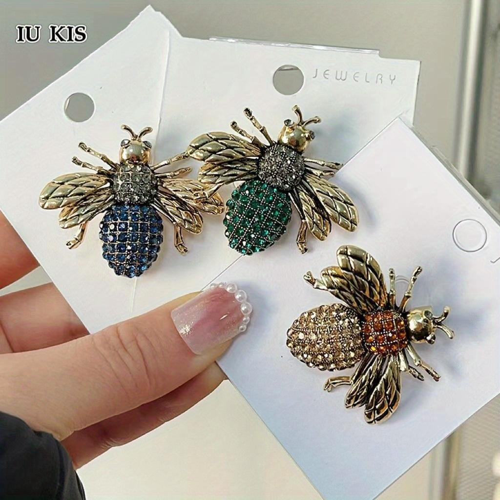 Classic Men Women Bee Full Crytal Luxury Brooches Pins Vintage Unisex Suit Clothing Badges Accessories