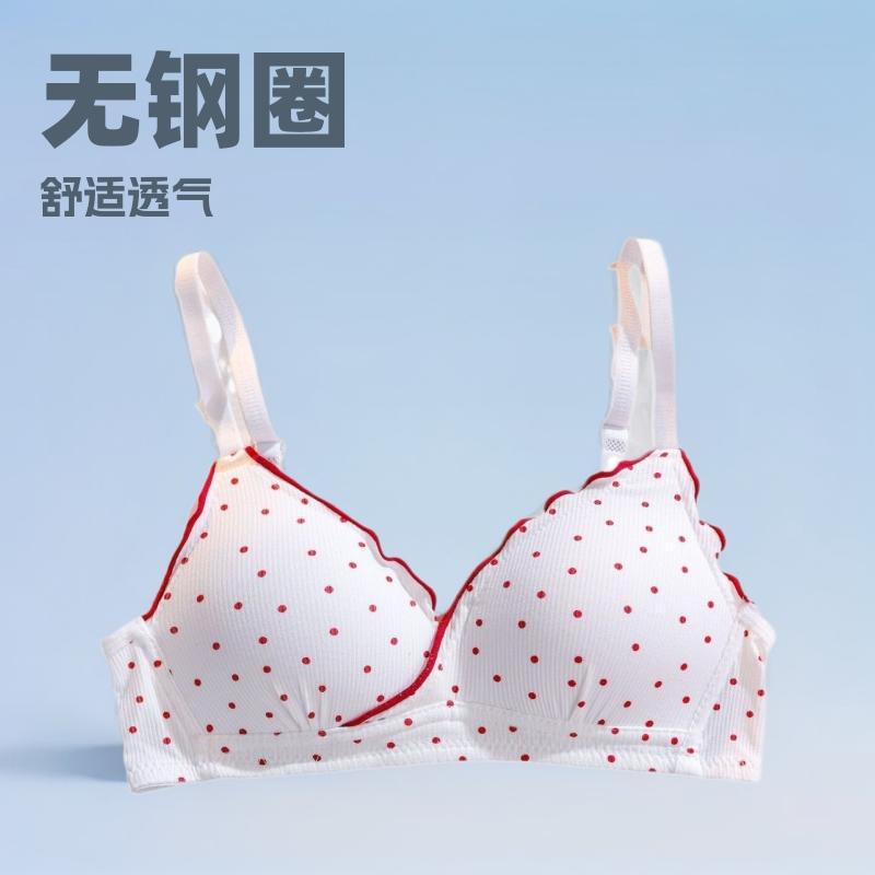 Women's Wireless Student High School Bra with Sweet Heart-Shaped Pads Push Up for Small Bust Comfortable Triangle Cup Underwear