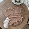 Ребристый хлопковый боди с коротким рукавом для мальчиков и девочек - Дышащий летний боди на кнопках внизу