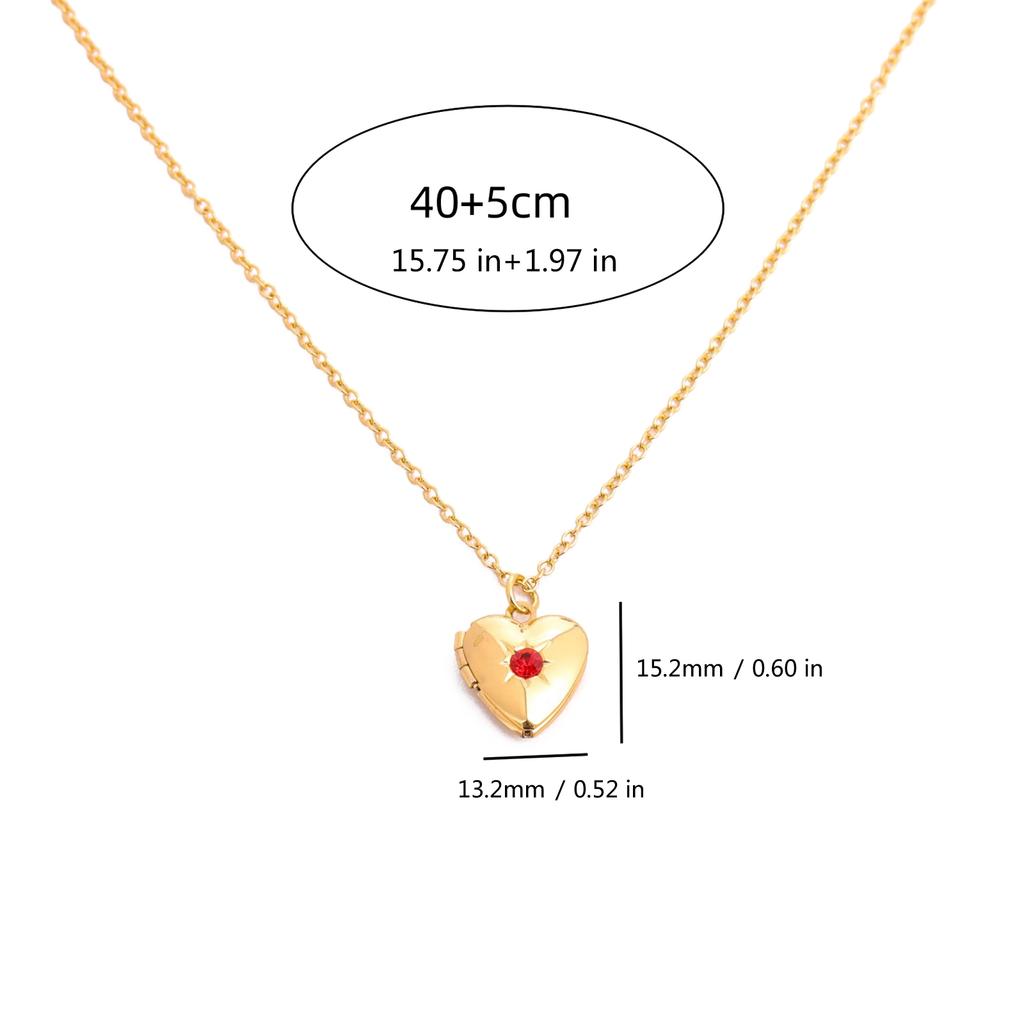 Elegant Heart Photo Locket Chain Necklace Multifuntional Metal Birthstone Jewelry Suitable for Decorating Outfits