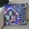 Christmas Light LED   Decoration 45x45cm Santa  Sled Village Color Ball Sofa Seat Pillow Sleeve  Cases