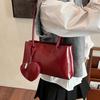 Solid Color Glossy Black Shoulder Bag Korean Style Small Square Bag French Underarm Bag  Girls