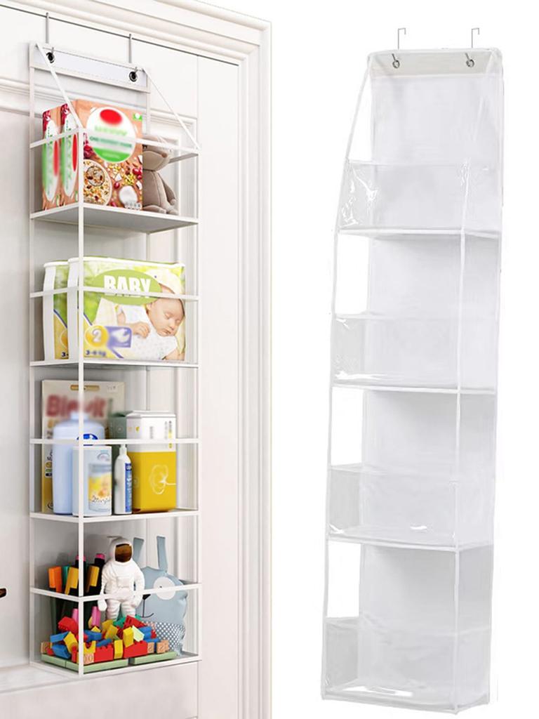 1pc 4 Layer Over The Door Hanging Organizer,Cosmetics Wall Hanging Storage Organizer,Large Capacity Mesh Holder With Clear Pockets Hanging Storage Bag