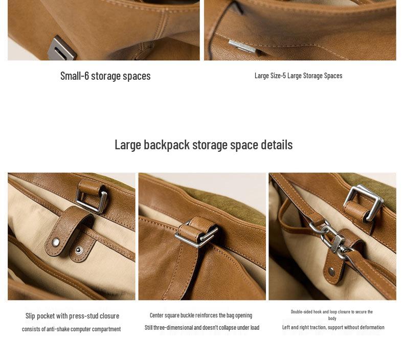 Qiu Zhen Рюкзак-мессенджер из овчины растительного дубления 2025 - Большая вместимость, для работы и повседневного использования