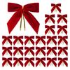 12/24Pcs Red Small Velvet Christmas Bows DIY Gift Wrapping Crafts Red Christmas Bowknot Wedding Party Decoration