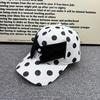 French retro polka dot bow cap women's spring and summer soft top showing small face big head circumference versatile baseball hat