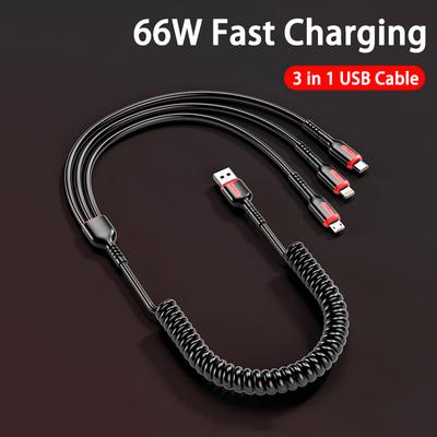 1 шт. 3 в 1 66 Вт 6 А кабель для быстрой зарядки USB Type C кабель Micro USB для iPhone кабель для зарядки кабель для зарядного устройства