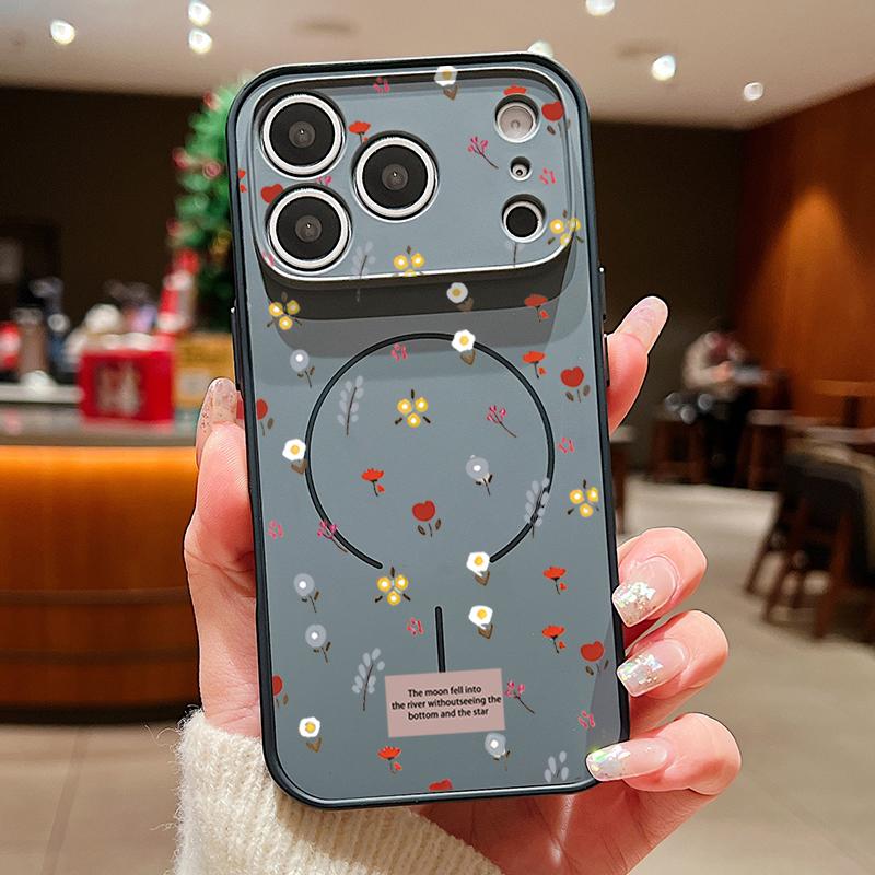 Цветной тисненый цветочный чехол для iPhone 17 Pro Max Funda iPhone 16 15 14 13 Pro Max Магнитный для Magsafe Гибридный Тонкий Матовый Чехол