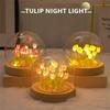 LED DIY Handmade Mini Tulip Night Light Materials Cute Home Decor Birthday Gift For Girl Family Friend Child Christmas Ornament