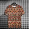 Vintage Men's T-shirt Ethnic Print Casual Short Sleeve Summer Round Neck Streetwear Oversize Tees Tops Men Clothes Size XXS-6XL