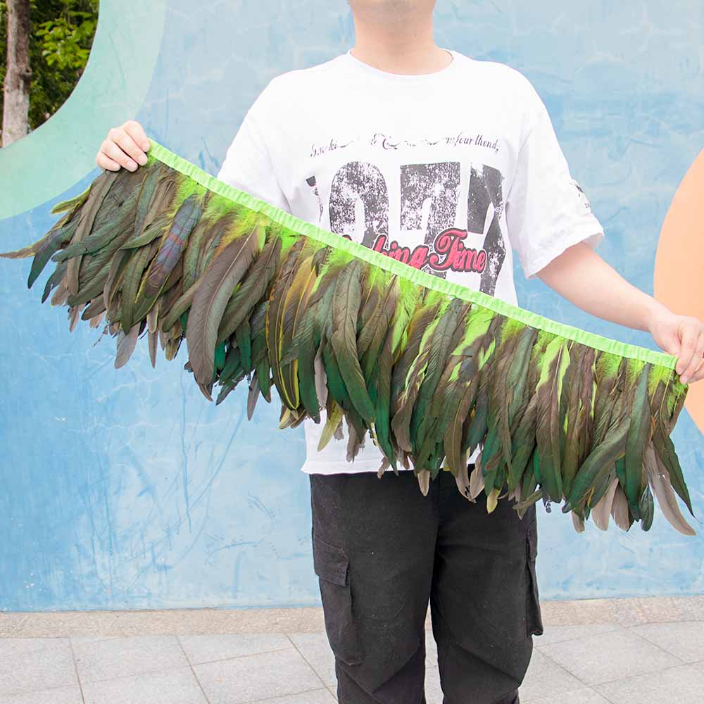 1 метр Натуральная красная петушиная хакл перьевая отделка бахрома 10-12 дюймов Свадебный карнавал украшение для вечеринки DIY одежда для шитья поделки