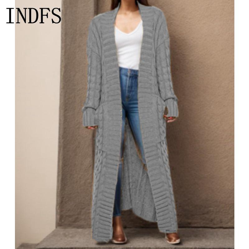 INDFS Женская мода Повседневный Осень Зима Однотонный Принт Длинные Рукава Свитера