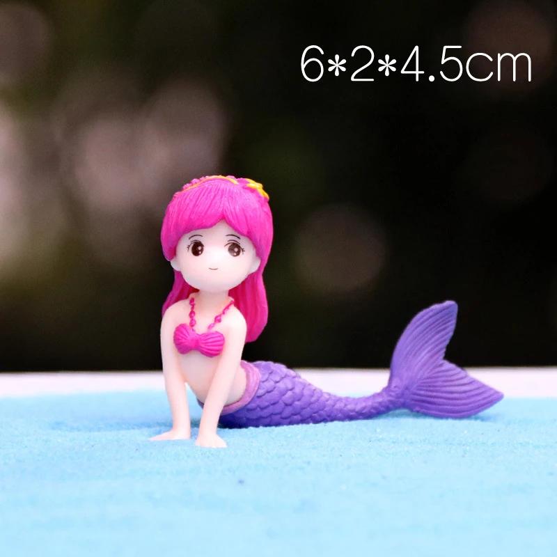 Kawaii Mermaid Figurines Mini Cartoon Mermaid Aquarium/Desk Decorations Children DIY Micro-landscape Accessories