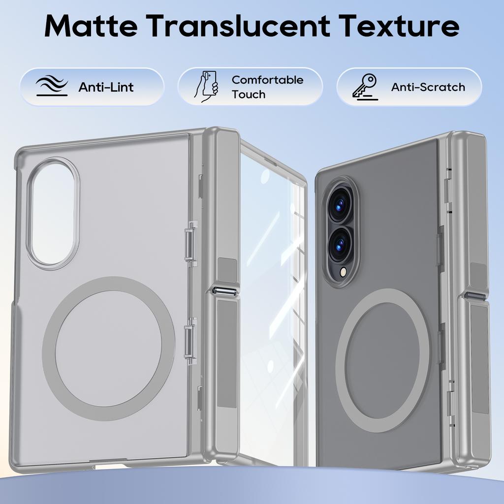 Samsung Galaxy Z Fold 8 Case with Magnetic Charging Support, Hinge Cover and Dual Kickstand Design-Grey