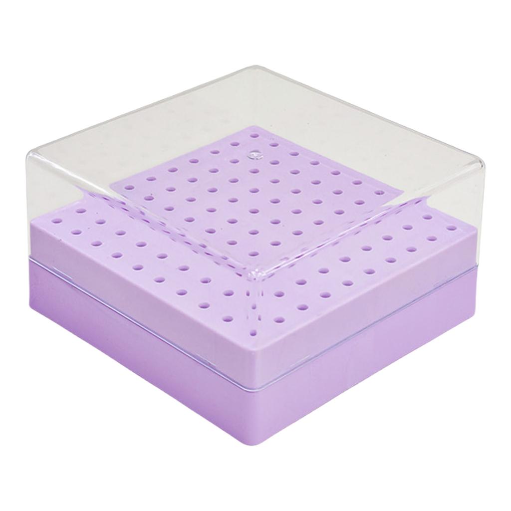 100 Hole Nail Drill Bit Organizer Box Practical Plastic Storage Case With Transparent Cover For Manicure Tools
