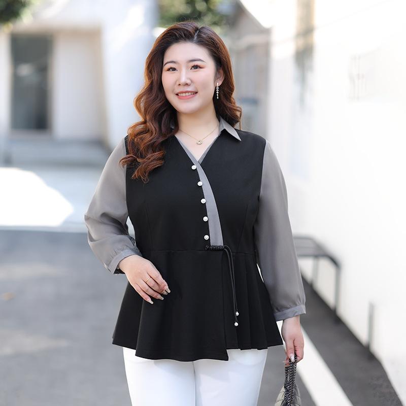 Plus-size Women's Casual Shirt Spring Loose Top Chubby Sister
