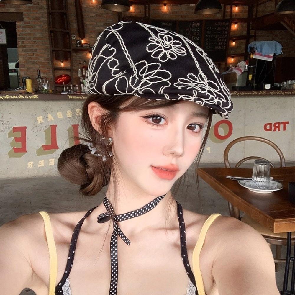 Y2k Vintage Painter Hats Sun Protective Newsboy Caps Fashion Spicy Girls Berets Girl