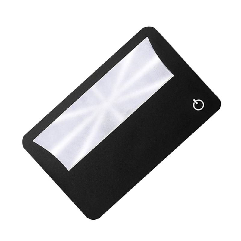 3X Magnifier Card Type Small Pocket Magnifying Glass with LED Light for Reading Observing Coin Stamps Jewelry Eye Loupe