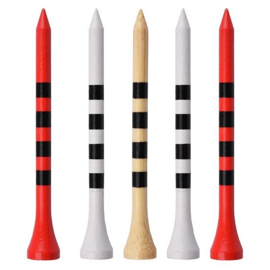 20Pcs Golf Tee Striped Increase Flight Distance Low-Resistance Tip Stabilize 70/83mm Practice Training